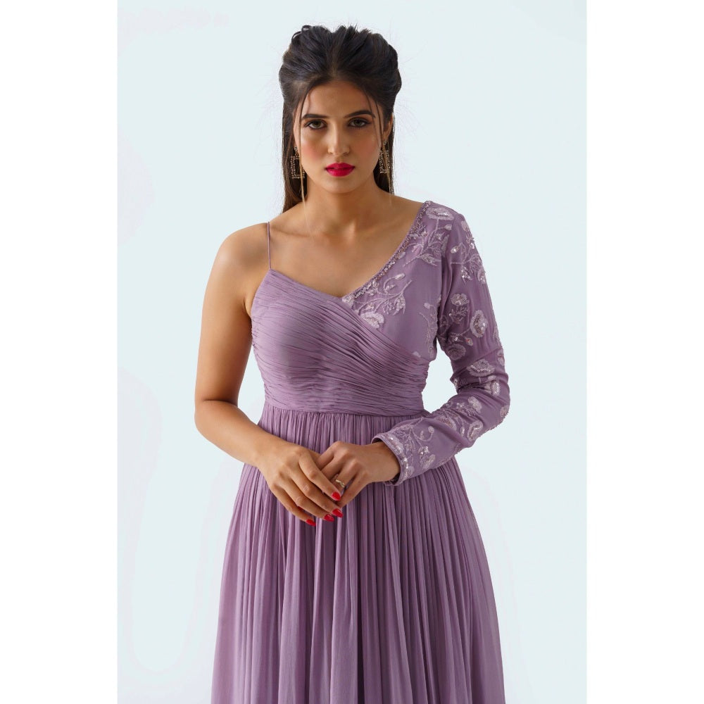 Suruchi Parakh Womens Lavender Embellished Maxi Dress