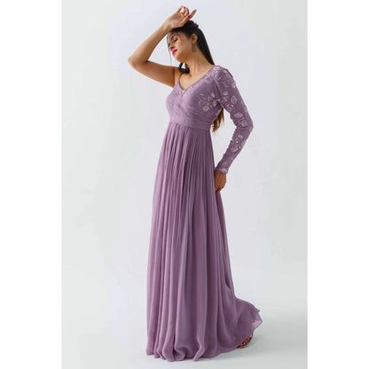 Suruchi Parakh Womens Lavender Embellished Maxi Dress