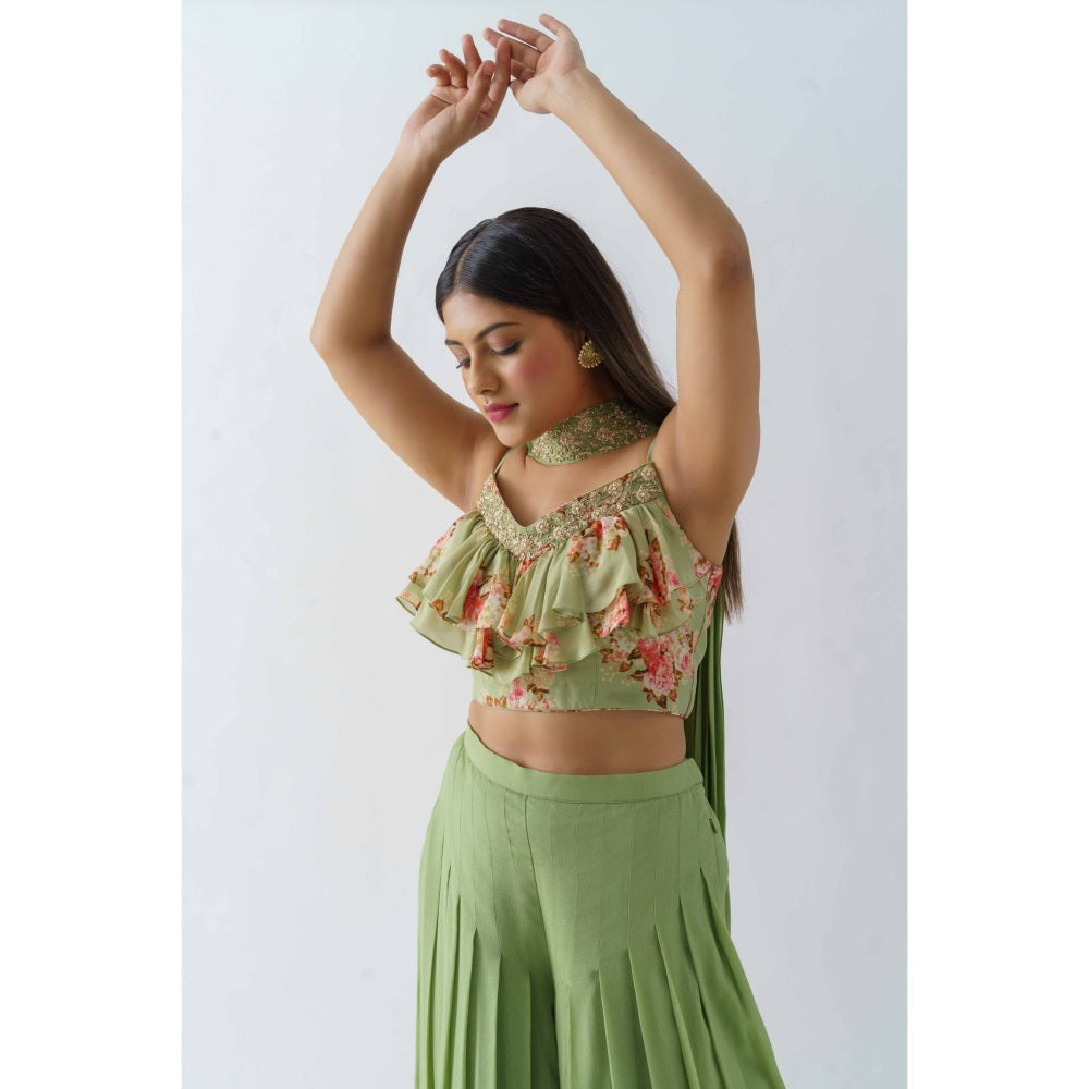 Suruchi Parakh Womens Fusion Embellished Blouse with Palazzo and Dupatta (Set of 3)