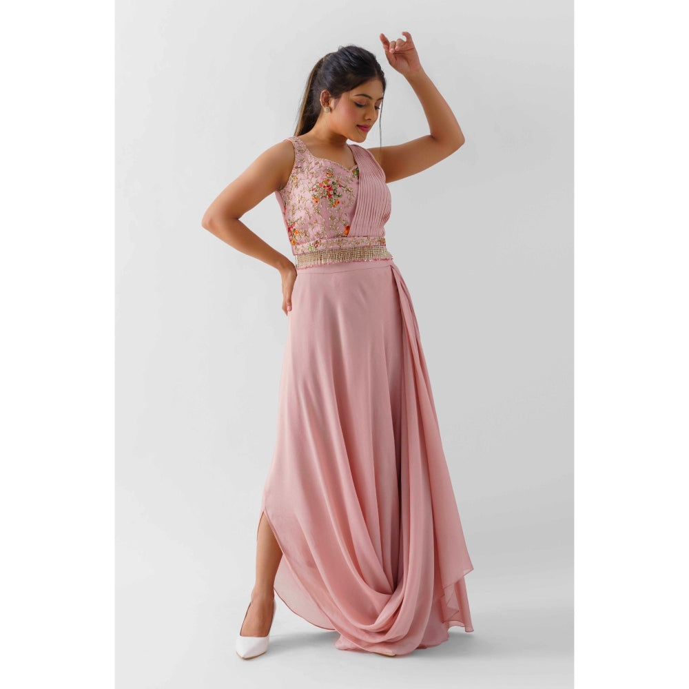 Suruchi Parakh Womens Pink Embellished Top and Skirt (Set of 2)