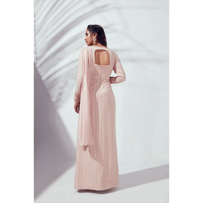 Suruchi Parakh Pink Embellished Pre Draped Saree and Blouse Jacket with Stitched