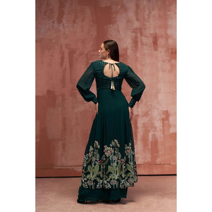 Suruchi Parakh Womens Green Embellished Kurta and Palazzo (Set of 2)