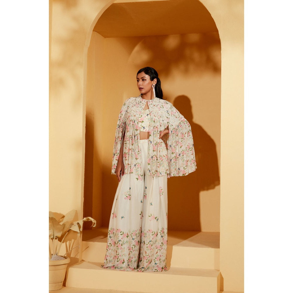 Suruchi Parakh Womens White Floral Print Co-ord (Set of 3)