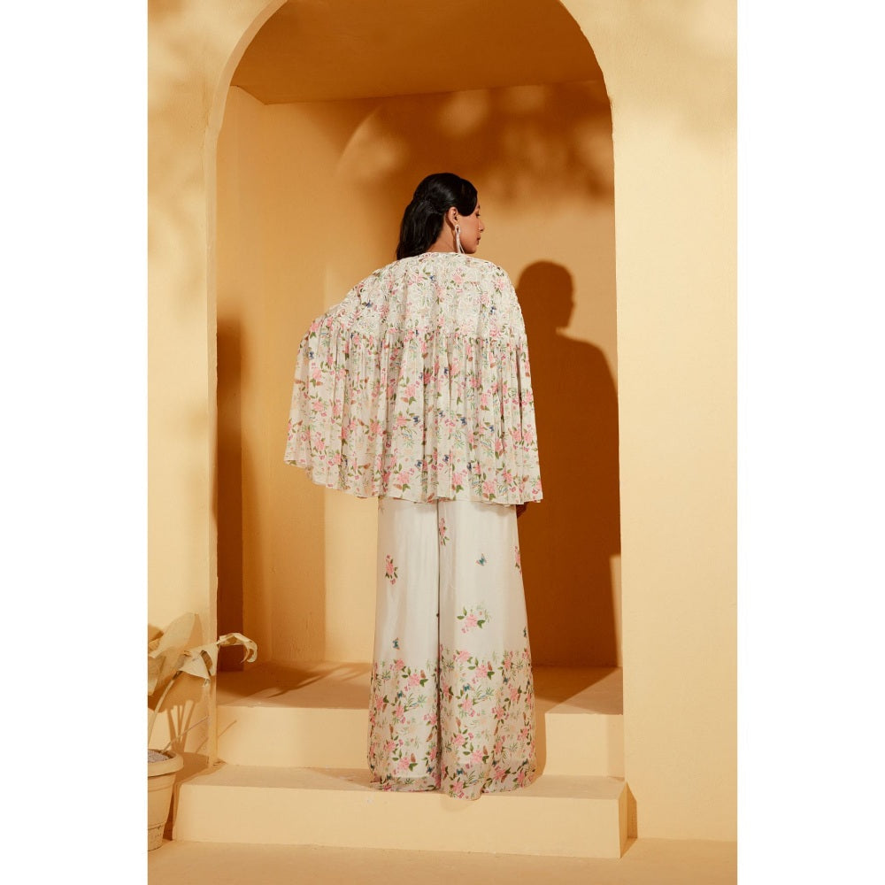 Suruchi Parakh Womens White Floral Print Co-ord (Set of 3)