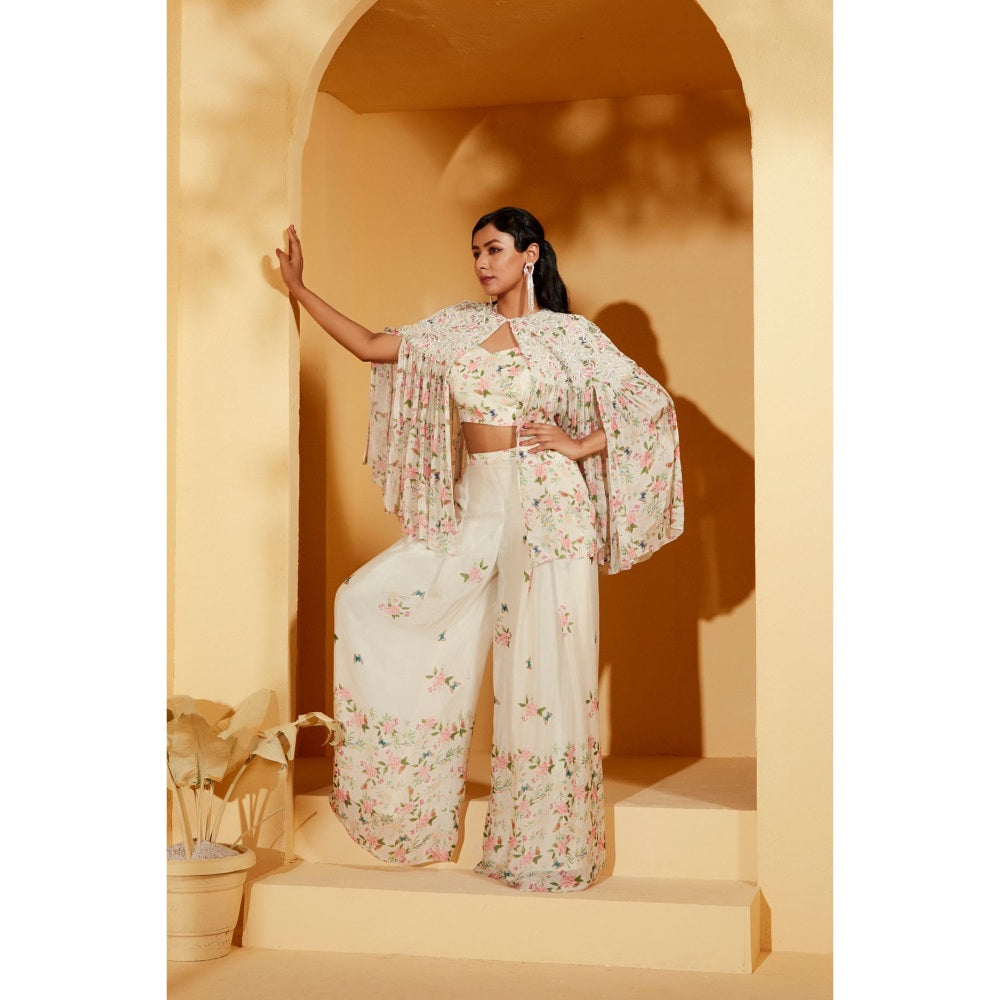 Suruchi Parakh Womens White Floral Print Co-ord (Set of 3)