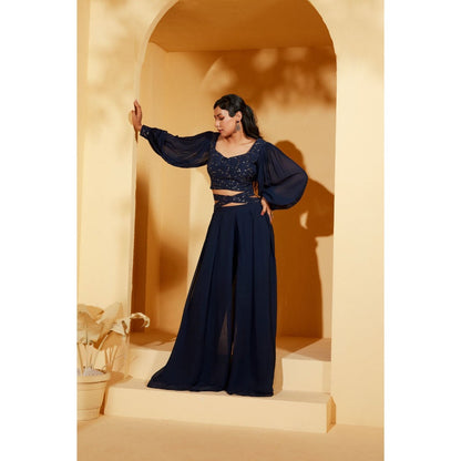 Suruchi Parakh Womens Navy Blue Embellished Co-ord (Set of 2)