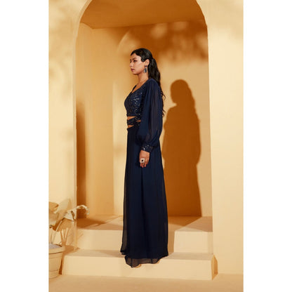 Suruchi Parakh Womens Navy Blue Embellished Co-ord (Set of 2)