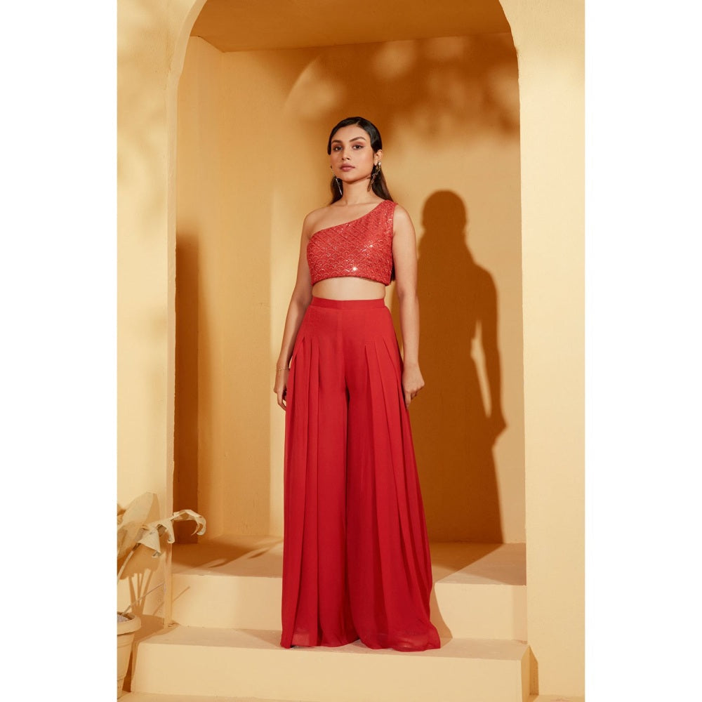 Suruchi Parakh Womens Red Embellished Co-ord (Set of 2)