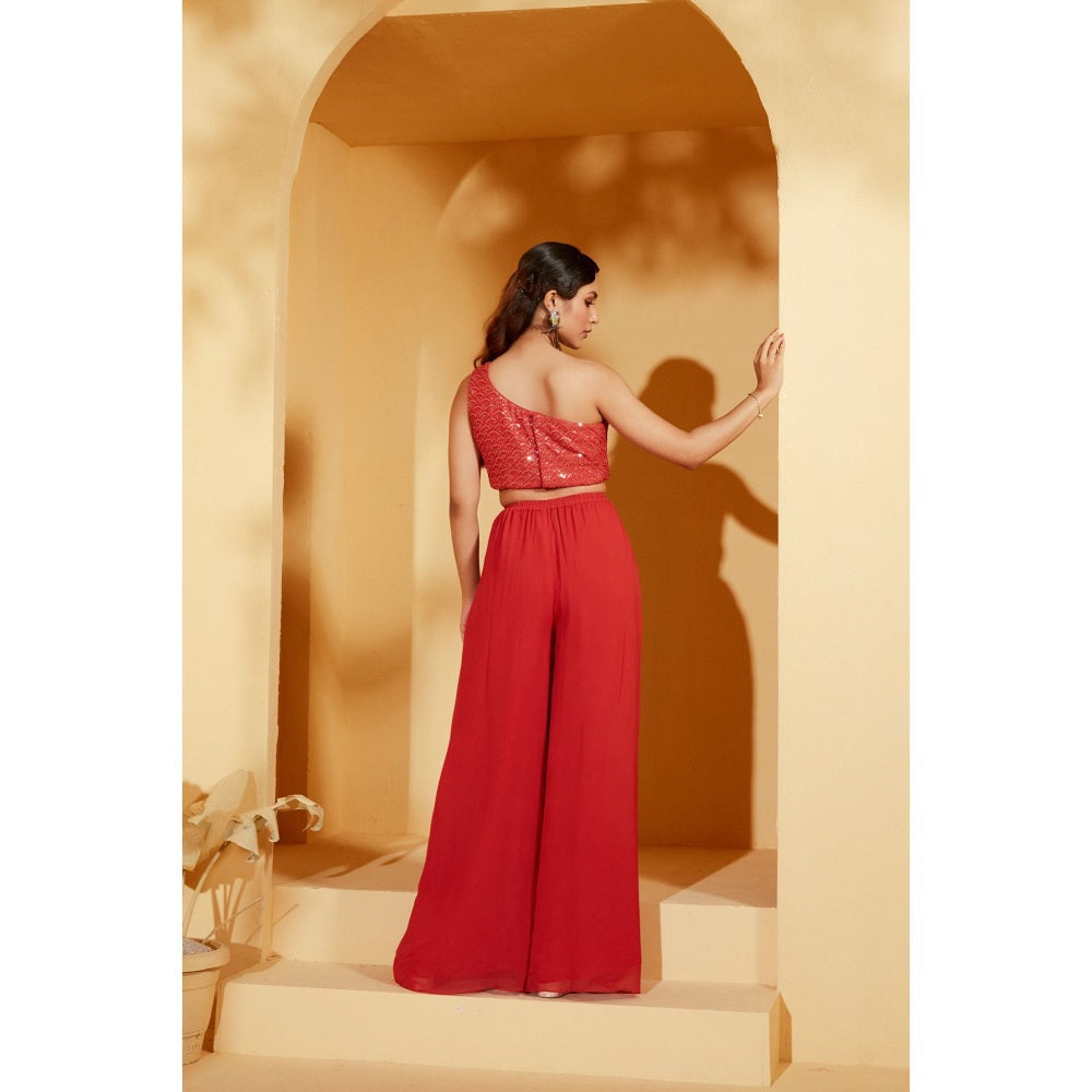 Suruchi Parakh Womens Red Embellished Co-ord (Set of 2)