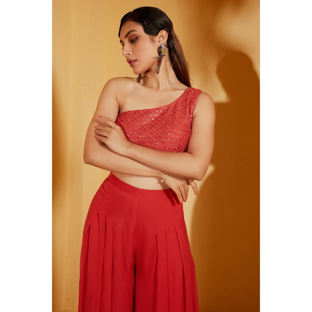 Suruchi Parakh Womens Red Embellished Co-ord (Set of 2)