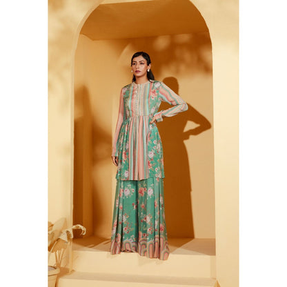 Suruchi Parakh Womens Turquoise Embellished Co-ord (Set of 2)