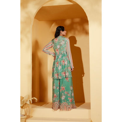 Suruchi Parakh Womens Turquoise Embellished Co-ord (Set of 2)