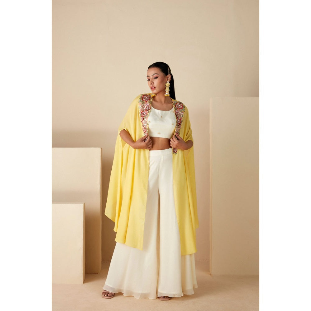 Suruchi Parakh Womens Embellished Blouse with Palazzo and Cape (Set of 3)