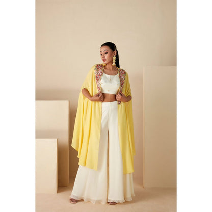 Suruchi Parakh Womens Embellished Blouse with Palazzo and Cape (Set of 3)