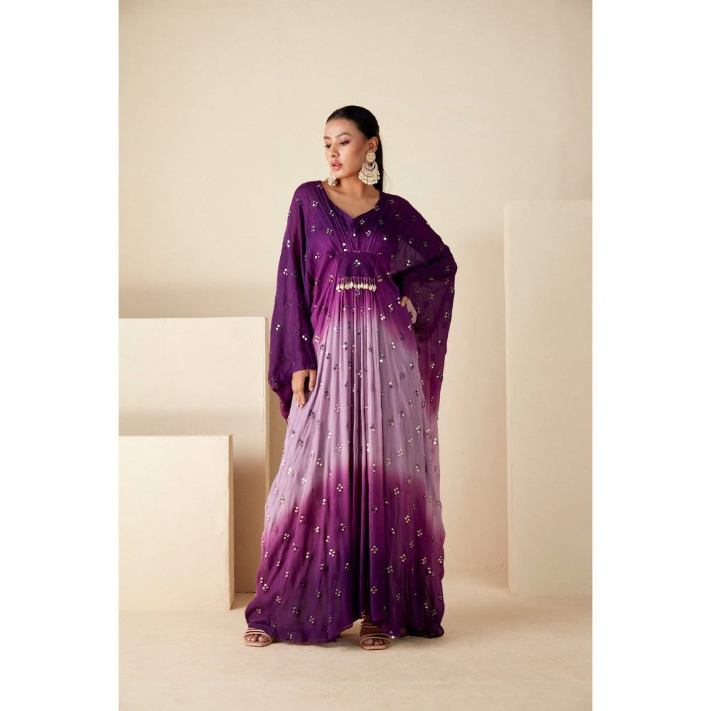 Suruchi Parakh Purple Embellished Kaftan with Inner (Set of 2)