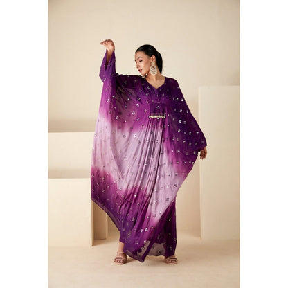 Suruchi Parakh Purple Embellished Kaftan with Inner (Set of 2)