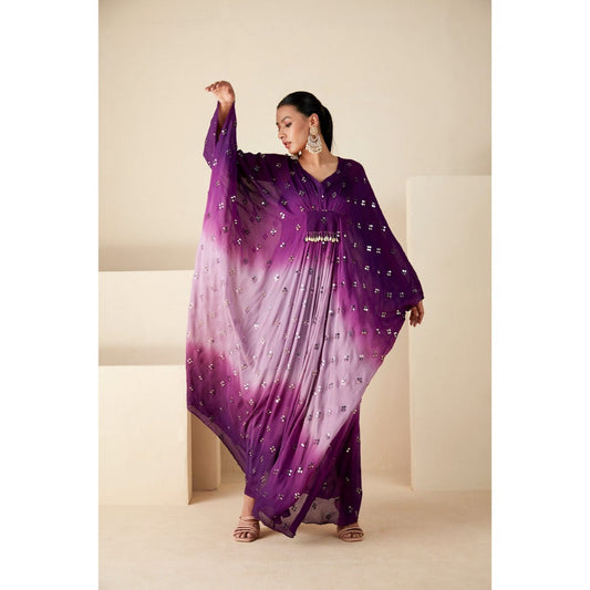 Suruchi Parakh Purple Embellished Kaftan with Inner (Set of 2)
