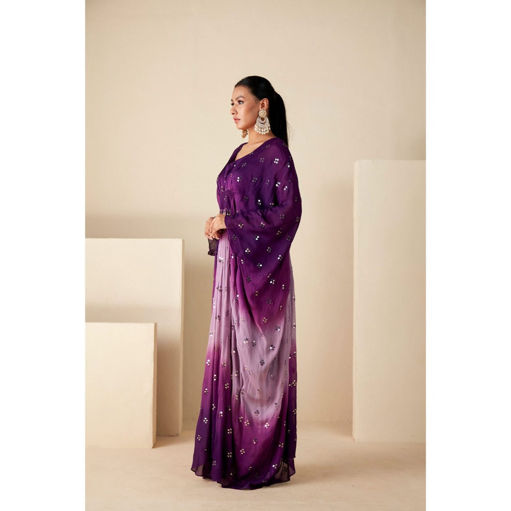 Suruchi Parakh Purple Embellished Kaftan with Inner (Set of 2)