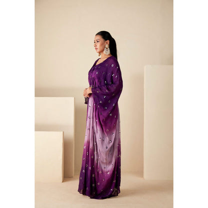Suruchi Parakh Purple Embellished Kaftan with Inner (Set of 2)