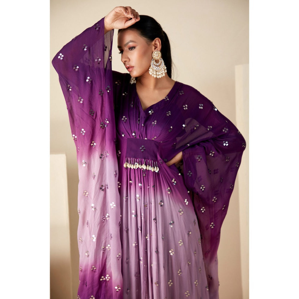 Suruchi Parakh Purple Embellished Kaftan with Inner (Set of 2)
