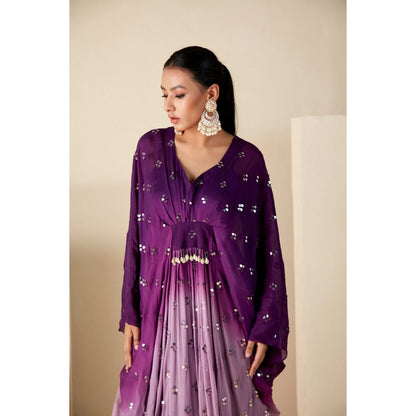 Suruchi Parakh Purple Embellished Kaftan with Inner (Set of 2)