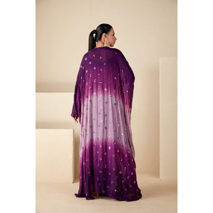 Suruchi Parakh Purple Embellished Kaftan with Inner (Set of 2)
