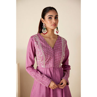 Suruchi Parakh Womens Pink Embroidered Peplum Top and Palazzo (Set of 2)