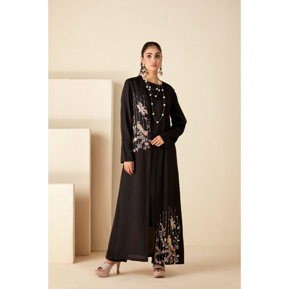 Suruchi Parakh Womens Black Embroidered Kurta and Pant (Set of 3)
