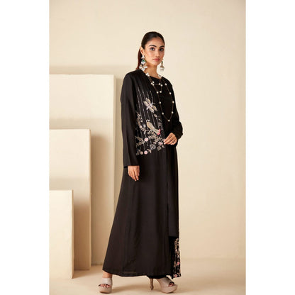 Suruchi Parakh Womens Black Embroidered Kurta and Pant (Set of 3)