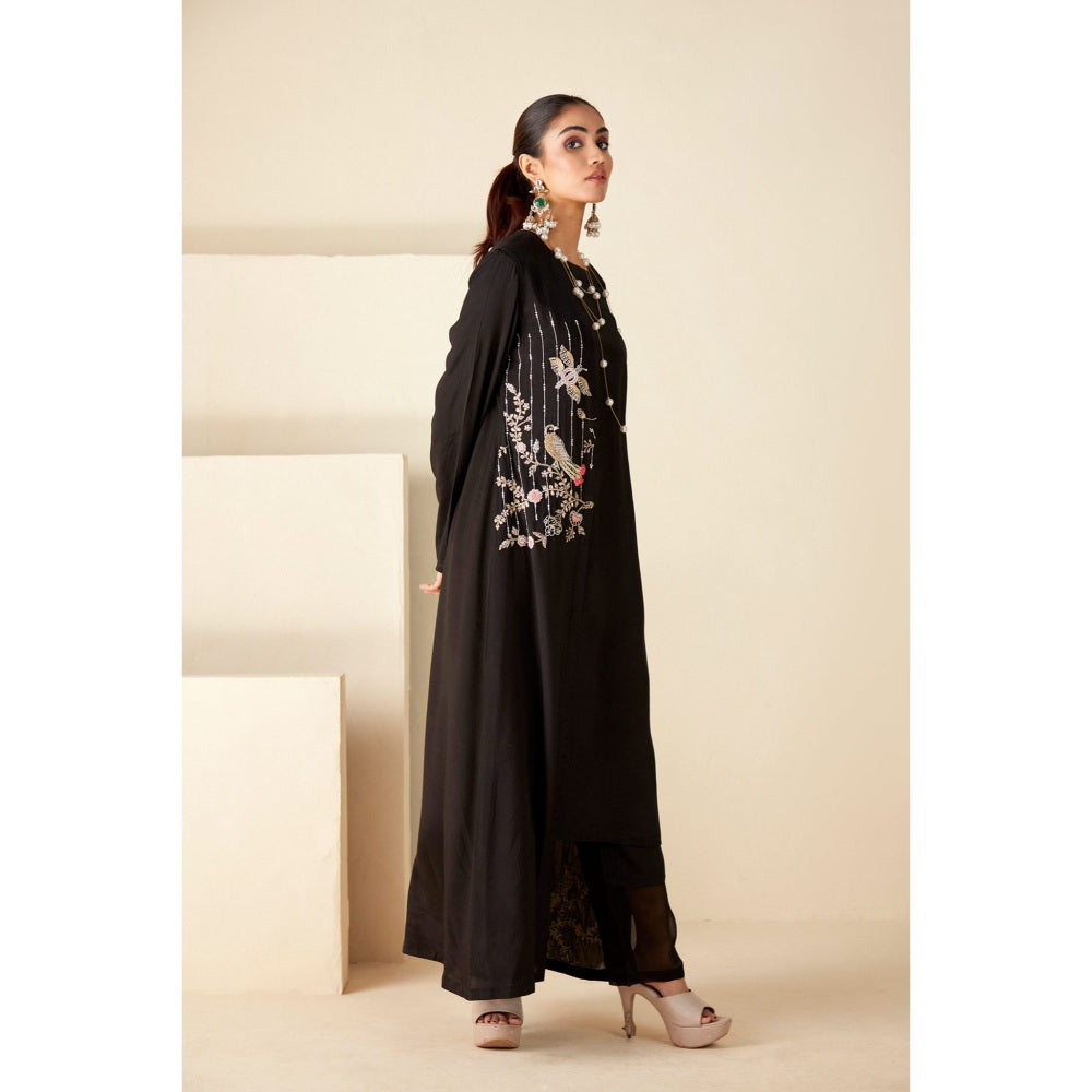 Suruchi Parakh Womens Black Embroidered Kurta and Pant (Set of 3)