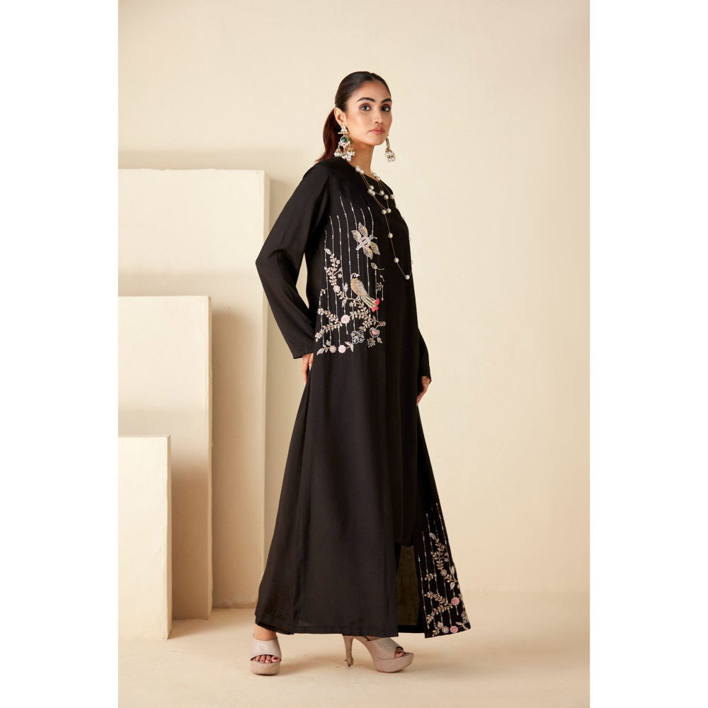 Suruchi Parakh Womens Black Embroidered Kurta and Pant (Set of 3)