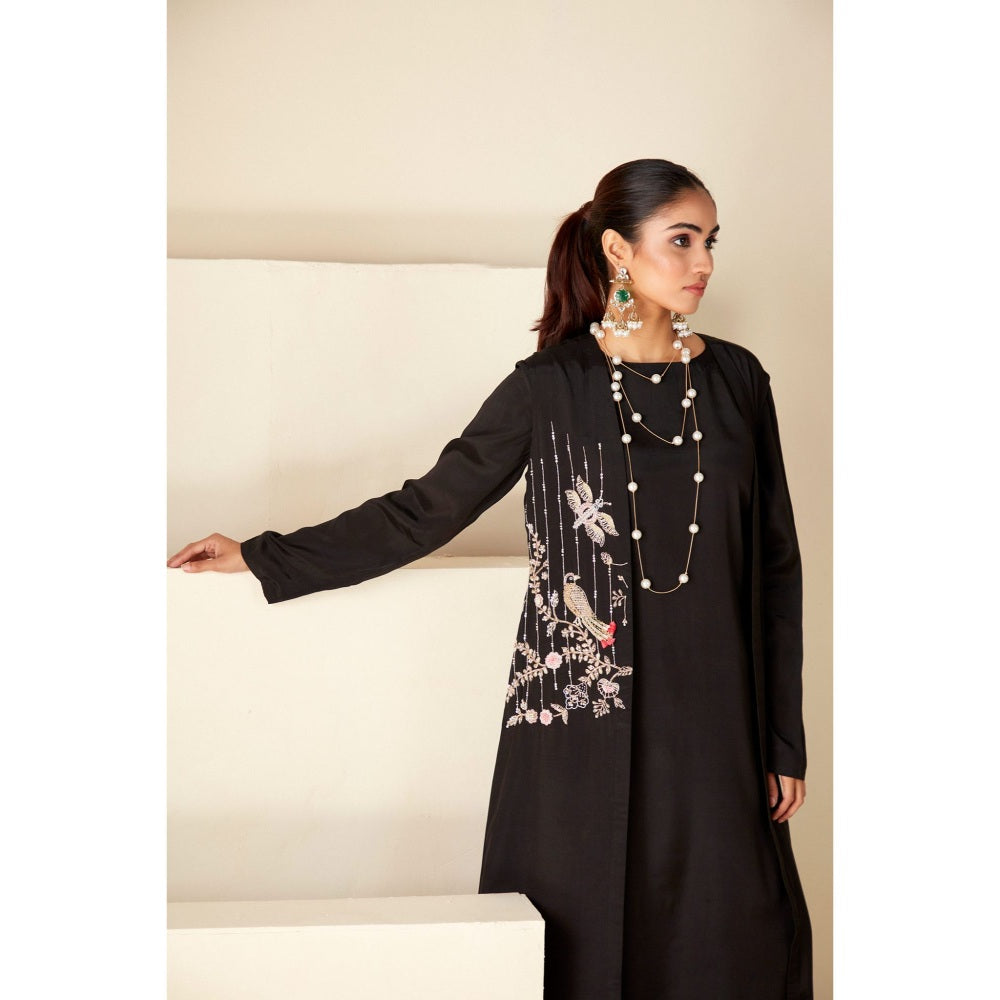 Suruchi Parakh Womens Black Embroidered Kurta and Pant (Set of 3)