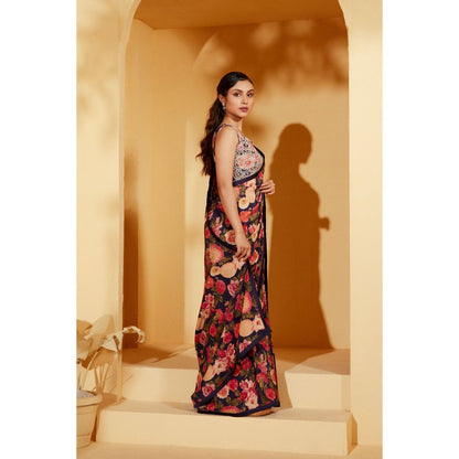 Suruchi Parakh Multicolor Floral Print Saree with Petticoat and Blouse with Stitched