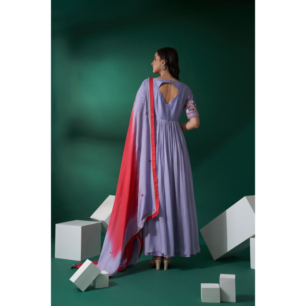 Suruchi Parakh Womens Lavender Embellished Anarkali Kurta and Dupatta (Set of 2)