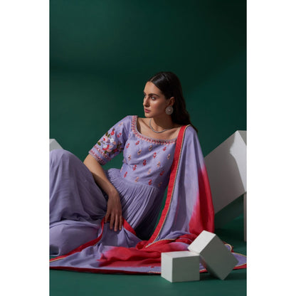 Suruchi Parakh Womens Lavender Embellished Anarkali Kurta and Dupatta (Set of 2)