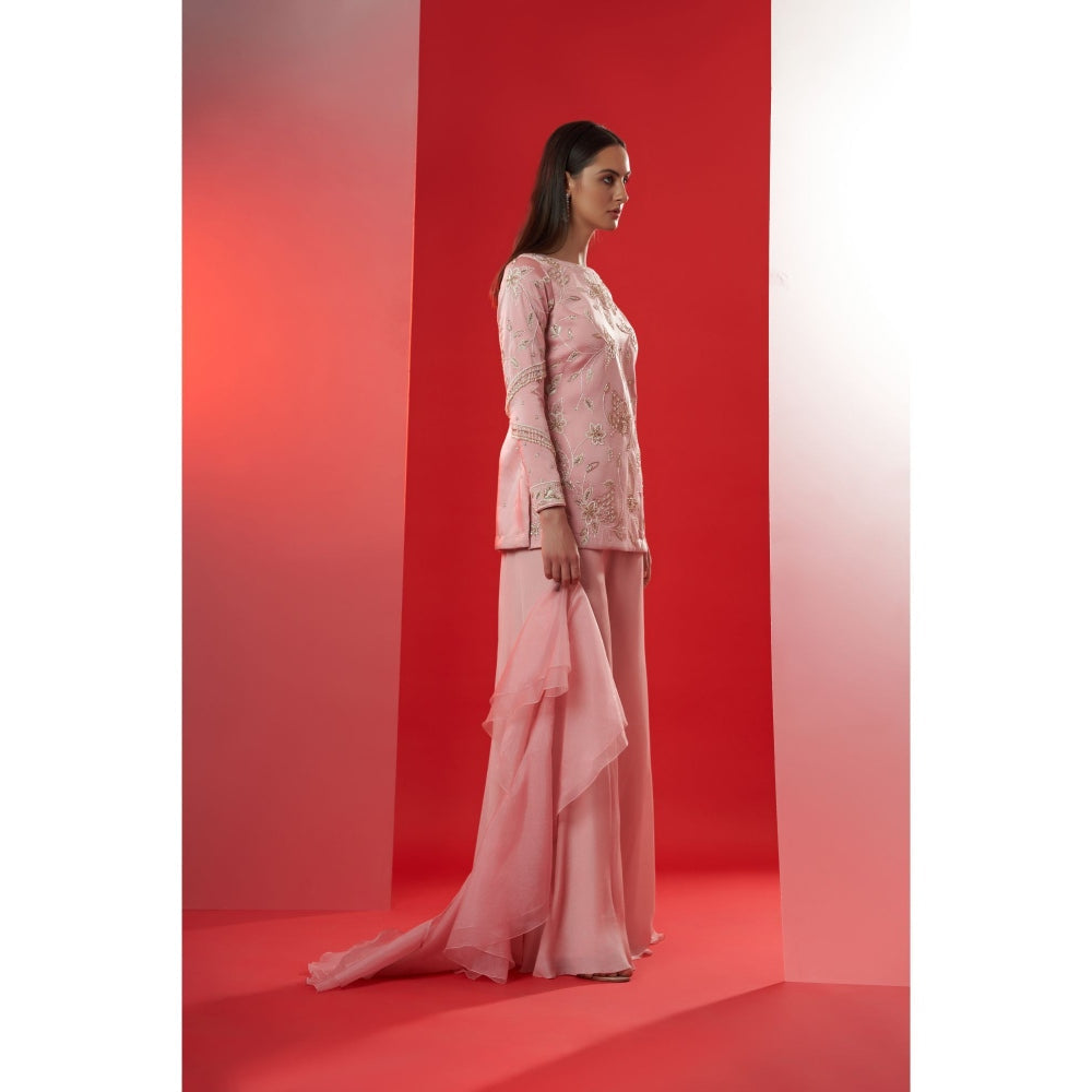 Suruchi Parakh Womens Pink Embellished Kurti with Palazzo and Dupatta (Set of 3)