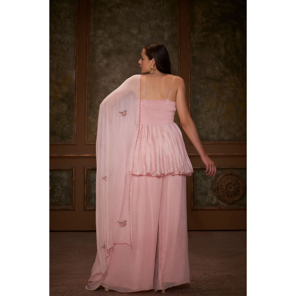 Suruchi Parakh Womens Pink Embellished Kurti with Palazzo and Dupatta (Set of 3)