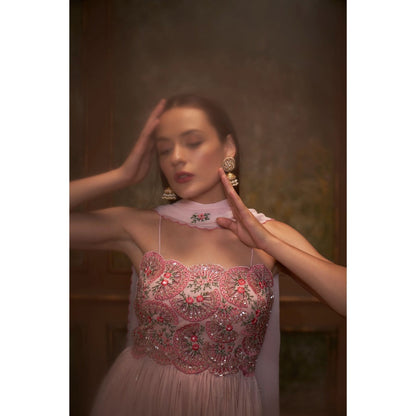 Suruchi Parakh Womens Pink Embellished Kurti with Palazzo and Dupatta (Set of 3)