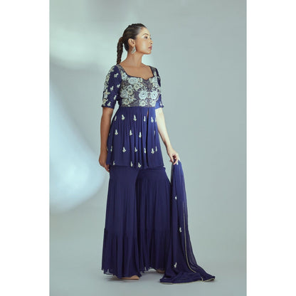 Suruchi Parakh Womens Embroidered Sharara with Kurti and Dupatta (Set of 3)