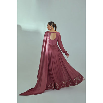 Suruchi Parakh Womens Mauve Solid Anarkali Kurta with Dupatta (Set of 2)