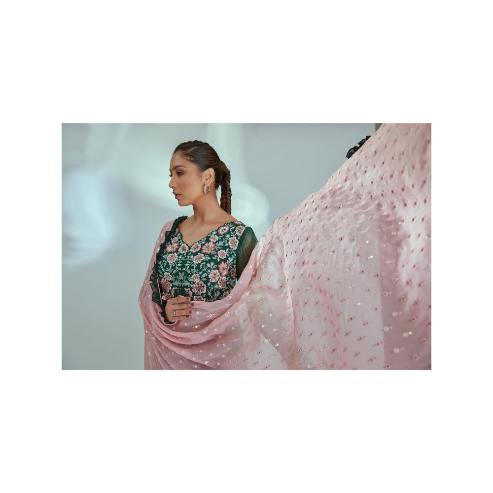 Suruchi Parakh Womens Green Embroidered Anarkali Kurta with Dupatta (Set of 2)