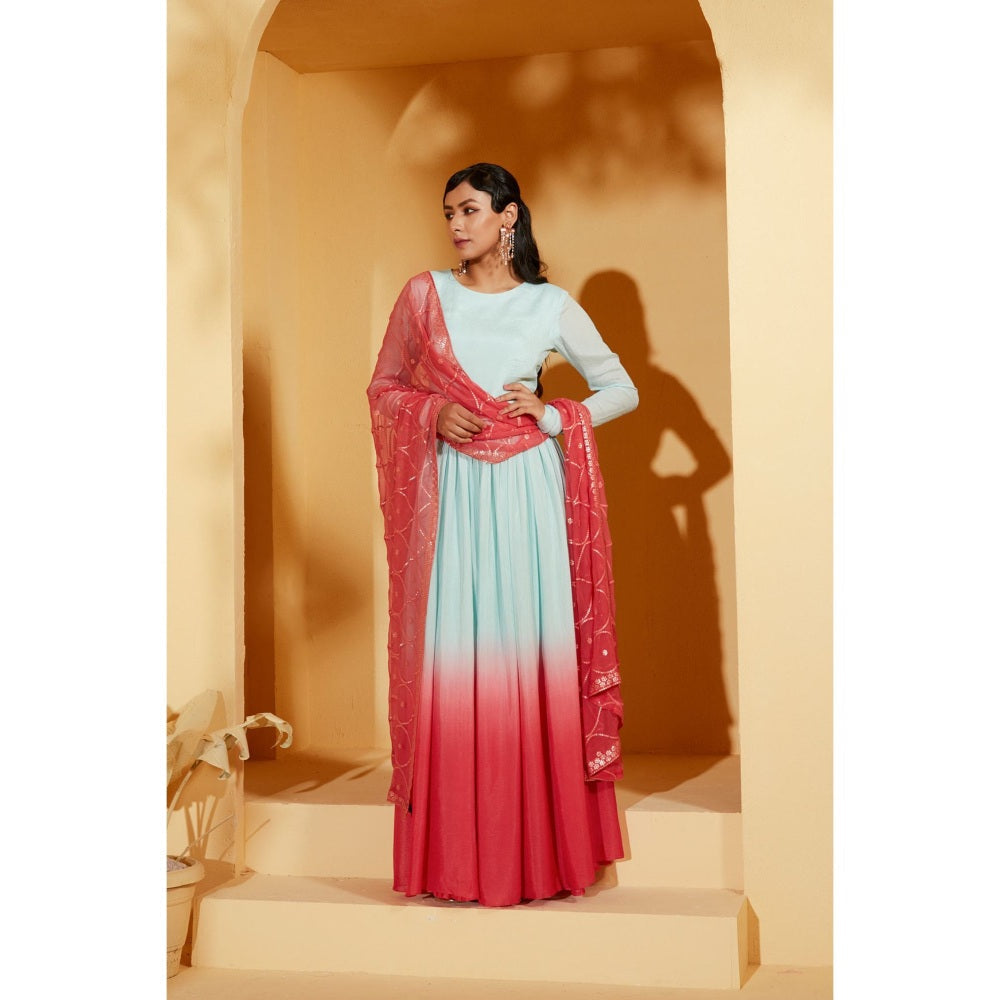 Suruchi Parakh Womens Ombre Anarkali Kurta and Dupatta (Set of 2)