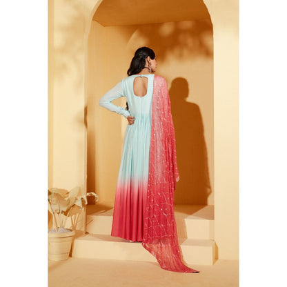 Suruchi Parakh Womens Ombre Anarkali Kurta and Dupatta (Set of 2)