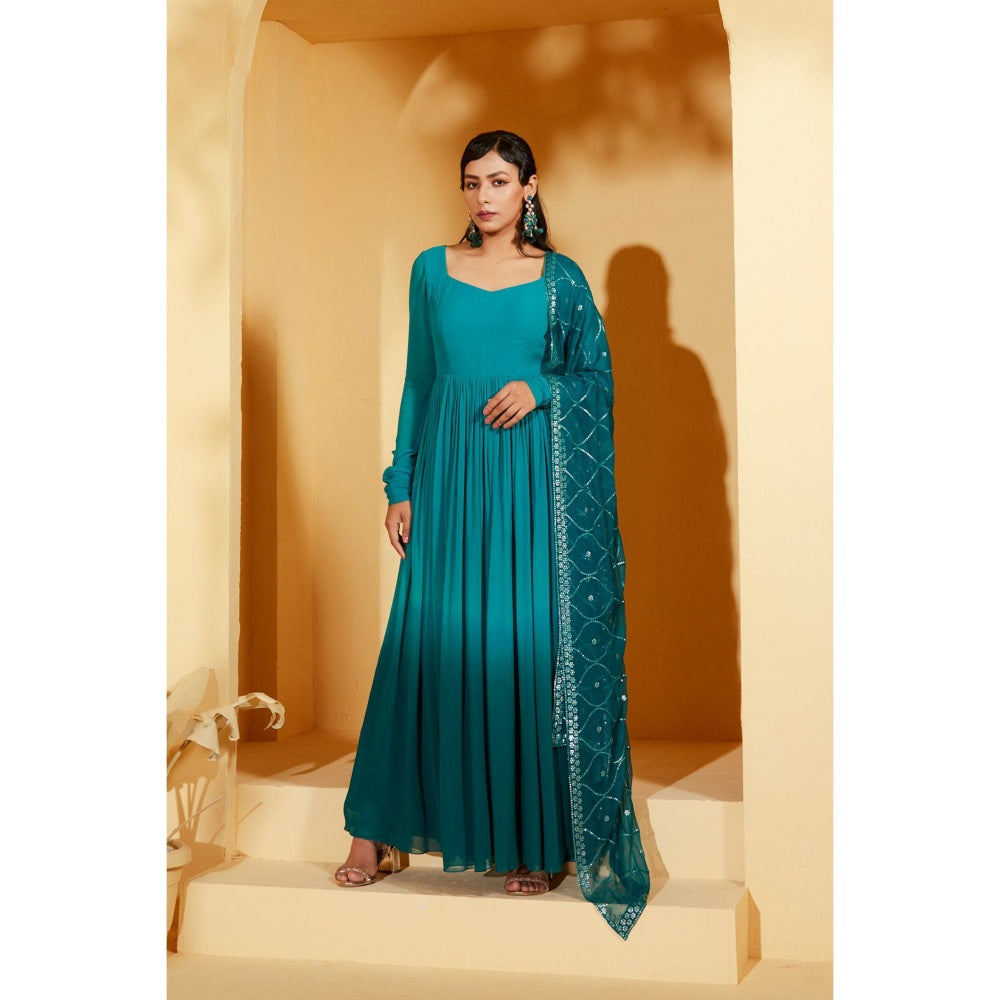 Suruchi Parakh Womens Solid Anarkali Kurta and Dupatta (Set of 2)