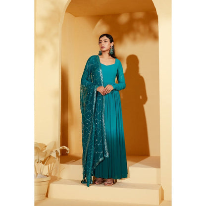 Suruchi Parakh Womens Solid Anarkali Kurta and Dupatta (Set of 2)