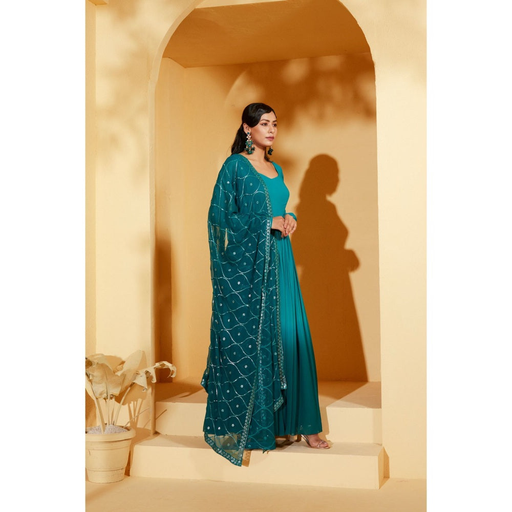 Suruchi Parakh Womens Solid Anarkali Kurta and Dupatta (Set of 2)