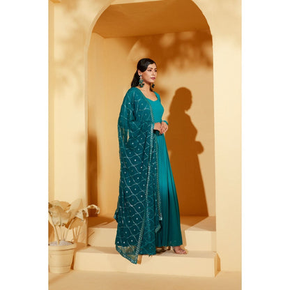 Suruchi Parakh Womens Solid Anarkali Kurta and Dupatta (Set of 2)