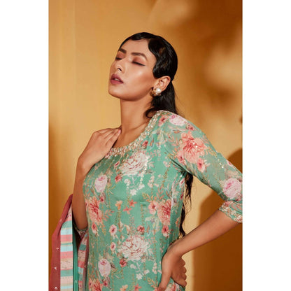 Suruchi Parakh Womens Floral Print Sharara with Kurta and Dupatta (Set of 3)