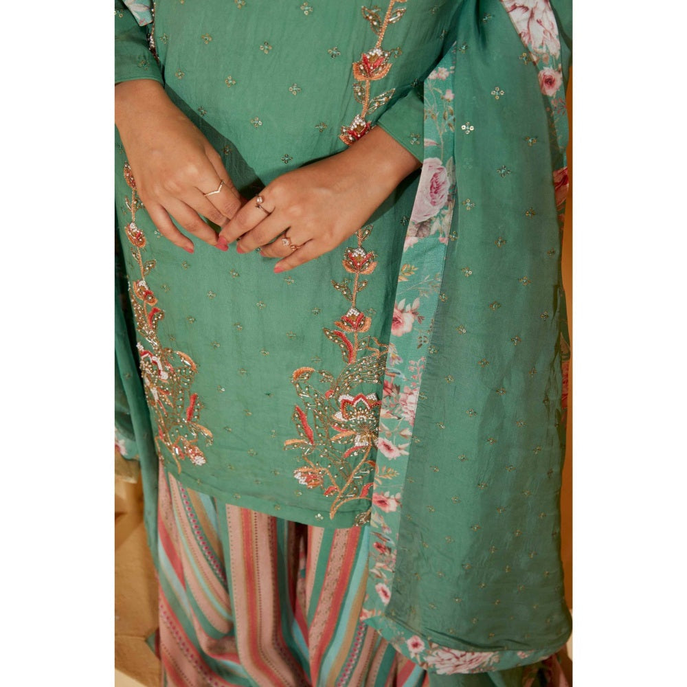 Suruchi Parakh Womens Embellished Kurta with Palazzo and Dupatta (Set of 3)