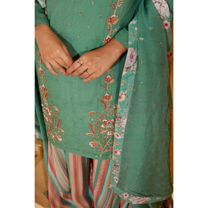 Suruchi Parakh Womens Embellished Kurta with Palazzo and Dupatta (Set of 3)